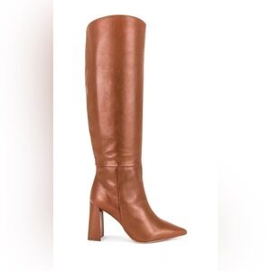 Steve Madden Handles Leather Knee High Heeled Boots in Cognac Brown - NWT